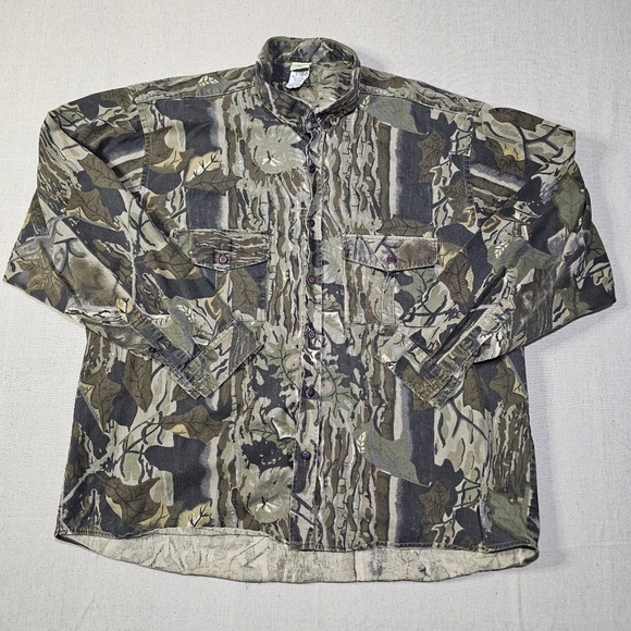 Vintage Tall Timber Outdoors Camouflage Mens Heavy Button Down Shirt Size 3XL - Picture 1 of 7